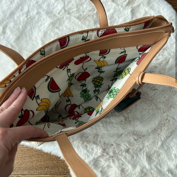 ETIENNE AIGNER Watermelon and Fruit Print Paper Yarn Tote Bag - Picture 3 of 15